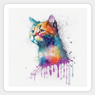 Tabby Cat Portrait In Watercolors & Pen Sticker